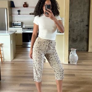Vintage 90s Snake Print Cotton Capris